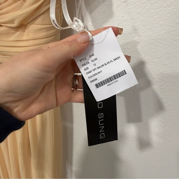 Alfred Sung Chiffon Cold Shoulder Bridesmaid Dress D743 Golden Yellow 12 - Picture 5 of 6